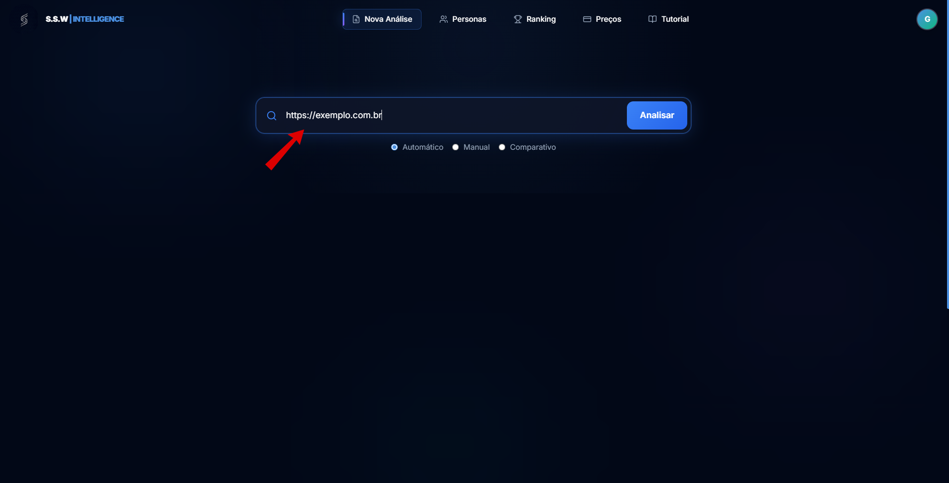 Inserindo URL para Análise