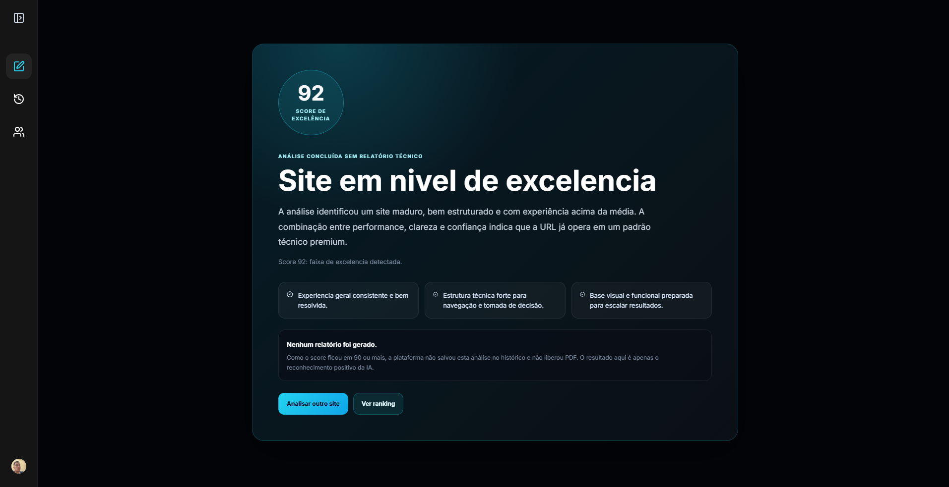 Resultado de excelência da auditoria S.S.W Intelligence